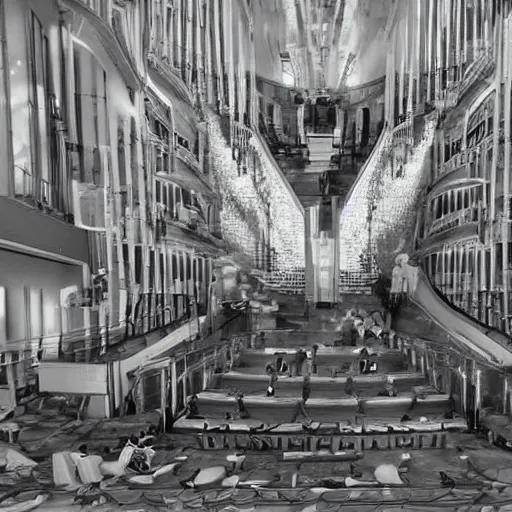 Image similar to black and white surreal photograph, highly detailed vast space made of stairsteps, sideview, detailed textures, natural light, mist, architecture photography, film grain, soft vignette, sigma 1 4 mm f / 1. 4 1 / 1 0 sec shutter, imax 7 0 mm footage