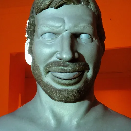 Image similar to sculpture of the face of aphex twin by michelangelo