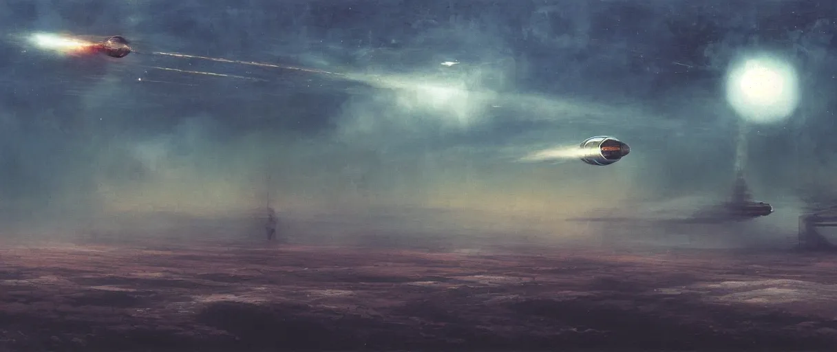 Image similar to concept art, small spaceship drifting in space, industrial design, industrial apparent, immensity, wide angle, cinematic lighting, 4k, widescreen ratio, by beksinski