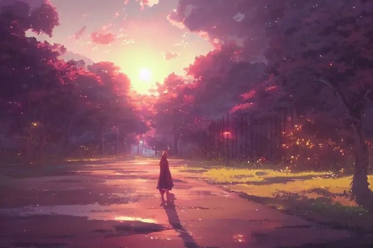 Prompt: beautiful new orleans landscape, illustration, concept art, pixiv, art by wlop and greg rutkowski and makoto shinkai and studio ghibli and kyoto animation, vivid, colorful, cel - shaded, blackoutlines