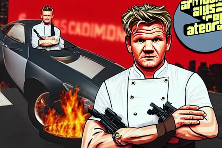 Image similar to gordon ramsay as gta art,