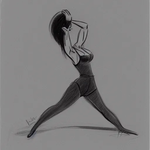 Image similar to milt kahl sketch of thick cuban girl wearing black yoga pants