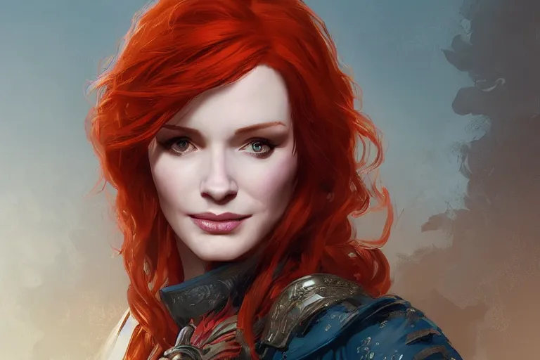 Image similar to A portrait of Christina Hendricks as Triss from the Witcher Game by Ruan Jia and Mandy Jurgens and Artgerm and william-adolphe bouguerea, highly detailed, trending on artstation, award winning, H 768