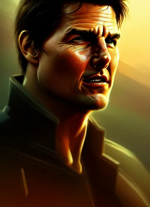 Image similar to portrait, tom cruise , dramatic lighting, cinematic, establishing shot, extremely high detail, foto realistic, cinematic lighting, post processed, concept art, artstation, style by eddie mendoza, raphael lacoste, alex ross