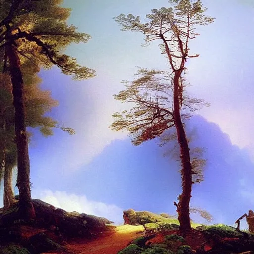 Image similar to aivazovsky's painting. forest landscape. oil on canvas, a masterpiece in the style of aivazovsky.