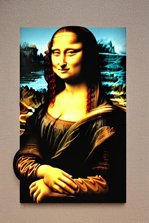 Image similar to mona lisa by banksy spray paint wall