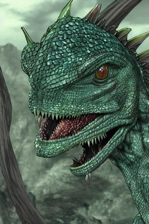 Image similar to lizardman, gray scales, anime, hd,