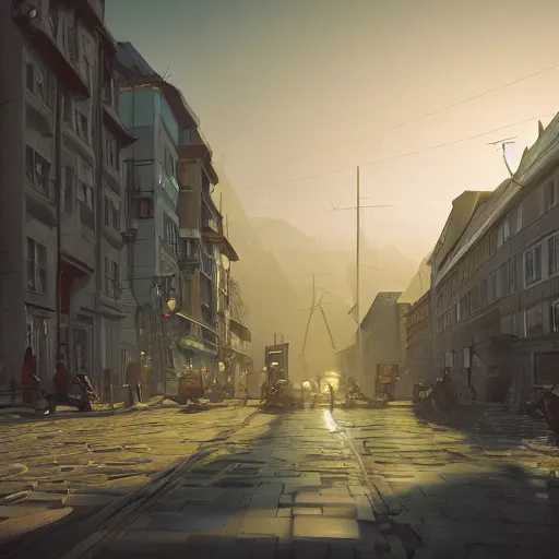 Image similar to city of halle in germany, solarpunk, dynamic lighting, cinematic composition, artstation, ayan nag, marcin rubinkowski, adrien girod