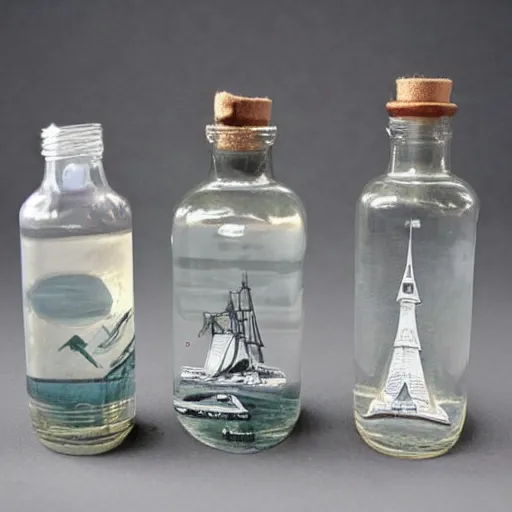 Prompt: model ship in a bottle