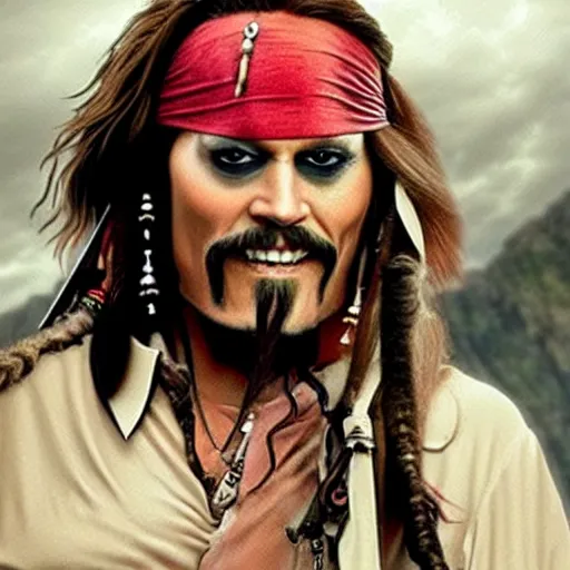 Prompt: Jim Carrey as Jack Sparrow,