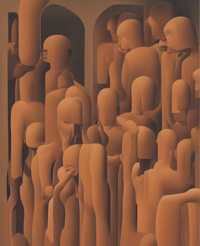 Image similar to oil painting by george tooker