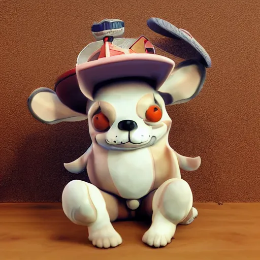 Prompt: tony chopper 3 d sculpture, 3 d cg, soft studio light