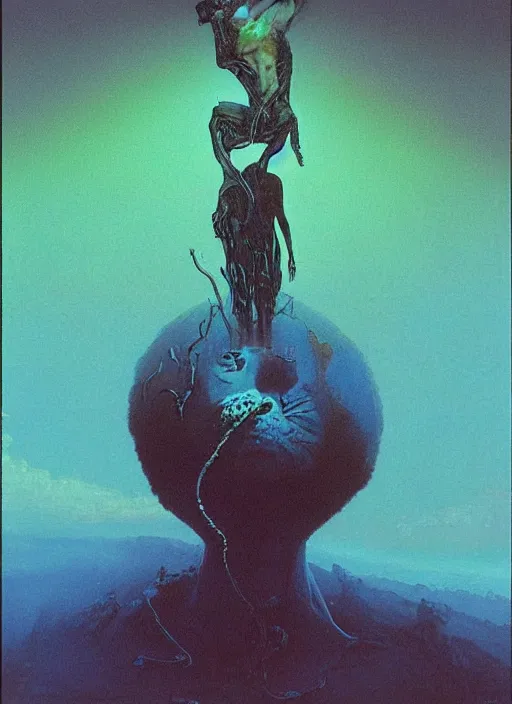 Image similar to alex jones by lisa frank and zdzislaw beksinski