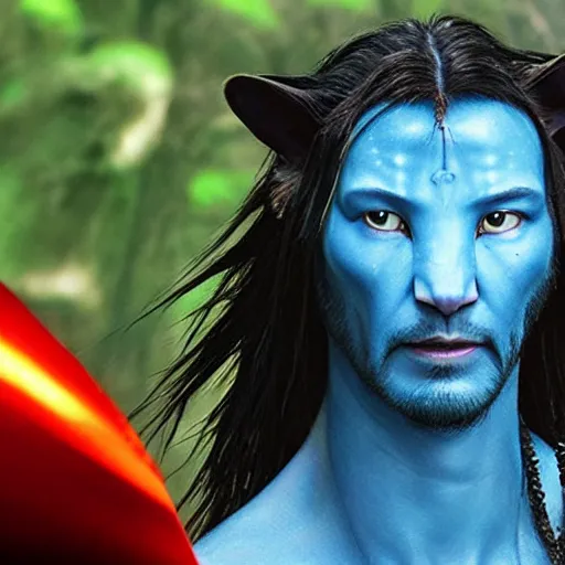 Image similar to Keanu Reeves As Avatar 4K quality super realistic