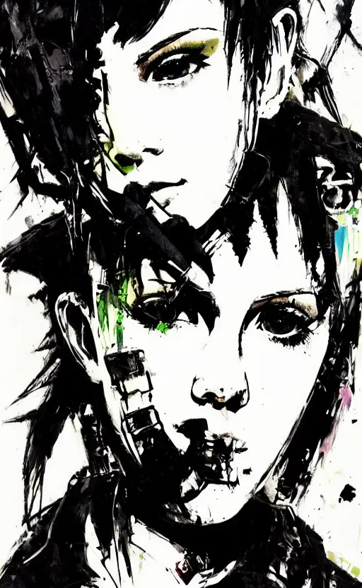 Image similar to Portrait of punk Millie Bobby Brown by Yoji Shinkawa