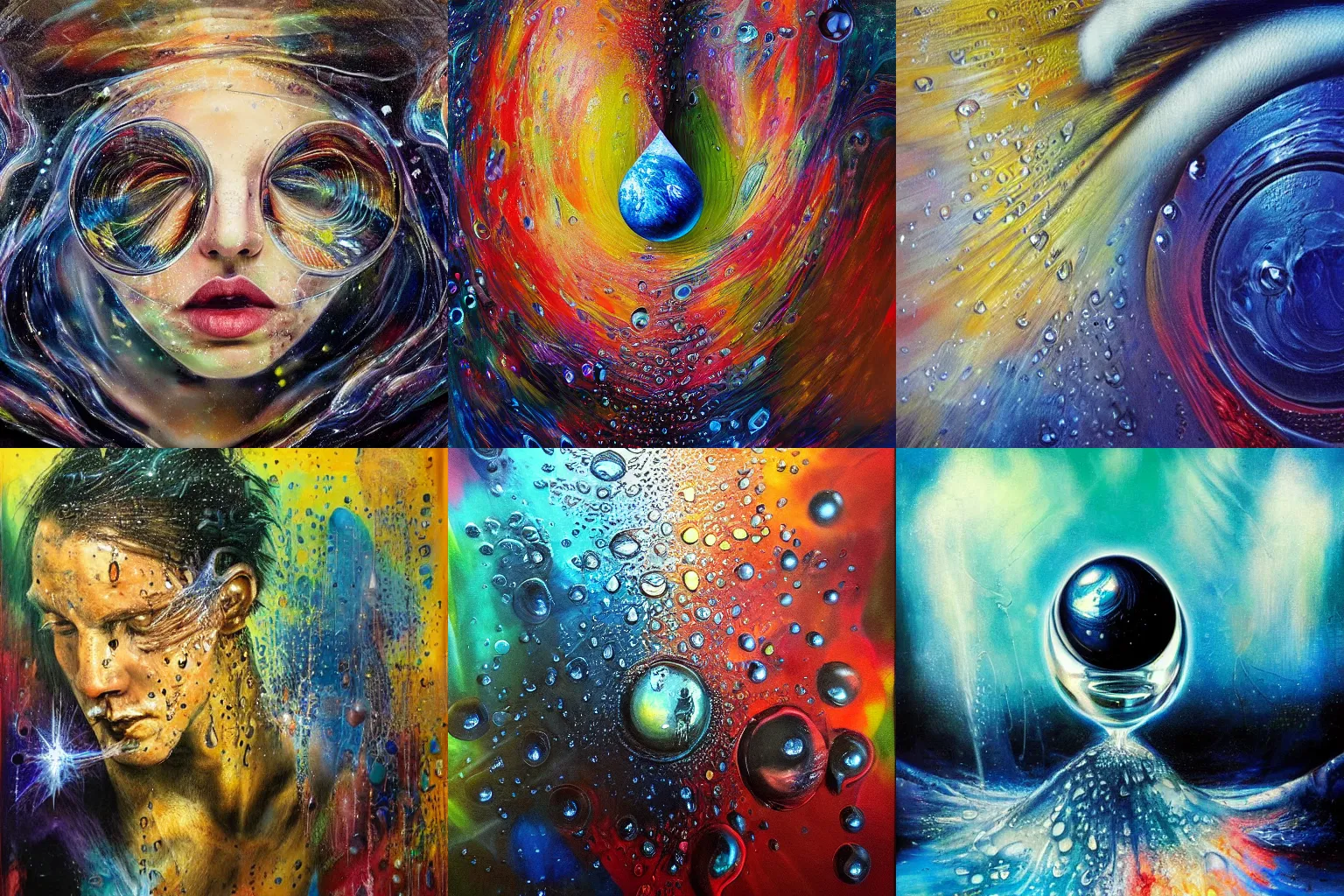 Prompt: the waterdrop in the three body problem,deep univers,in style of conteporary art, punk art, hyperrealistic beautiful face, photorealistic, expressionism, masterpiece, perfect composition, spectacular quality, intricate oil details