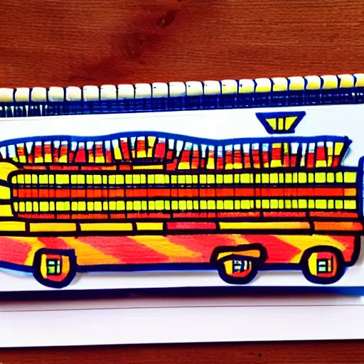 Image similar to school bus made of pencils