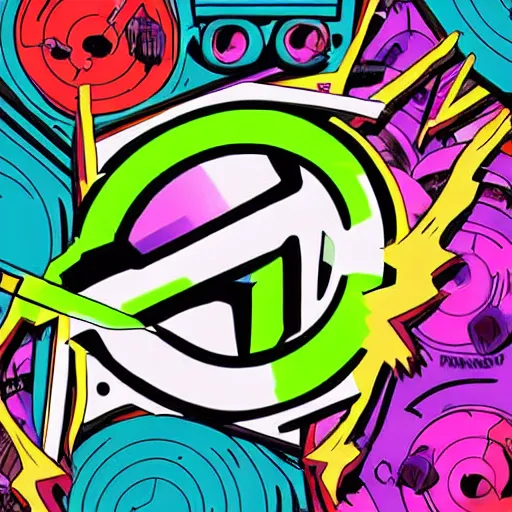 Image similar to svg sticker of a Pop-Wonder Groot-Marvel-Avenger at a rave, spinning records, giant headphones rocking out, wearing headphones, huge speakers, dancing, rave, DJ, spinning records, digital art, amazing composition, rule-of-thirds, award-winning, trending on artstation, featured on deviantart