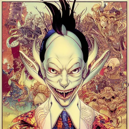 Image similar to portrait of crazy disney character, symmetrical, by yoichi hatakenaka, masamune shirow, josan gonzales and dan mumford, ayami kojima, takato yamamoto, barclay shaw, karol bak, yukito kishiro