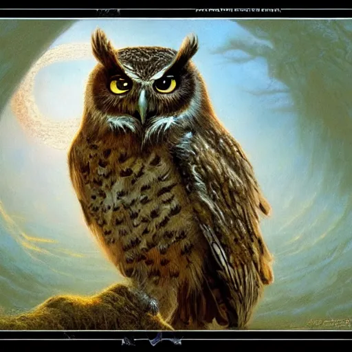 Prompt: digital matte fantasy owl, artstation, behance, 8 k by bob eggleton