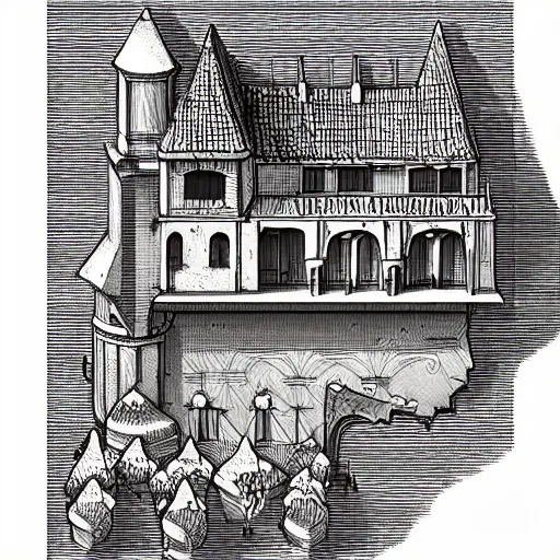 Prompt: an isometric stylized medieval house by rembrandt