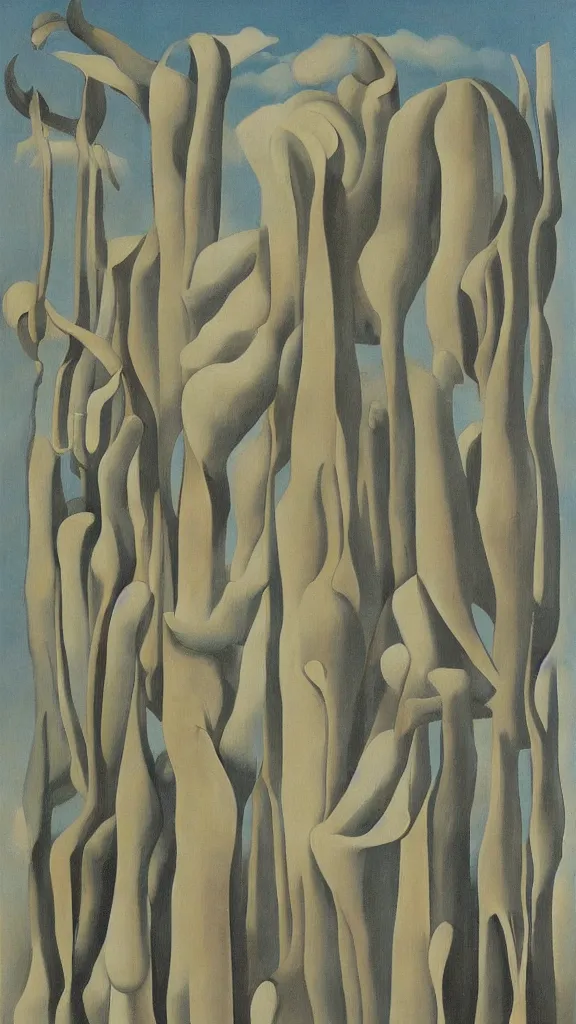 Image similar to abstract primitivism minimalism art painting, lines, forms, shapes, in style of rene magritte