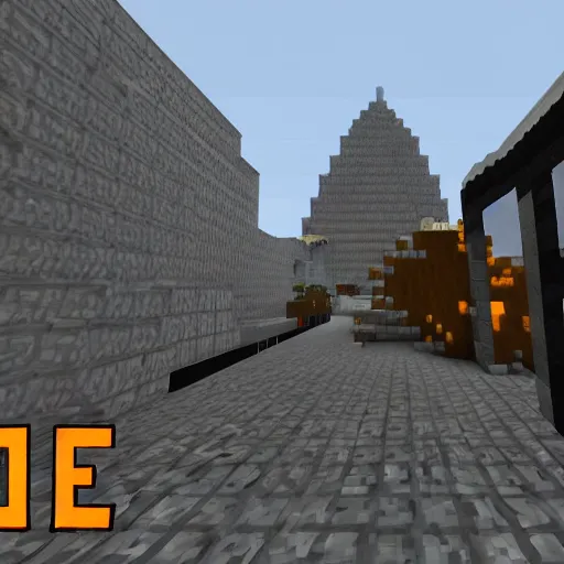 The Half-Life 2 citadel in minecraft, game footage, Stable Diffusion