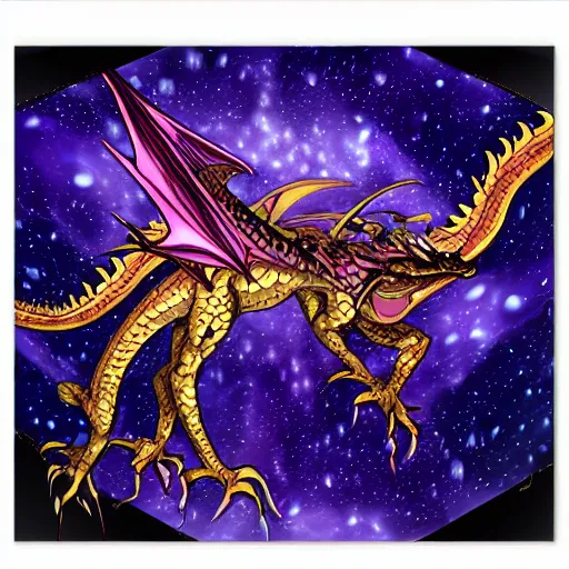 Prompt: Dragon Creepy cosmic color scheme star gazing