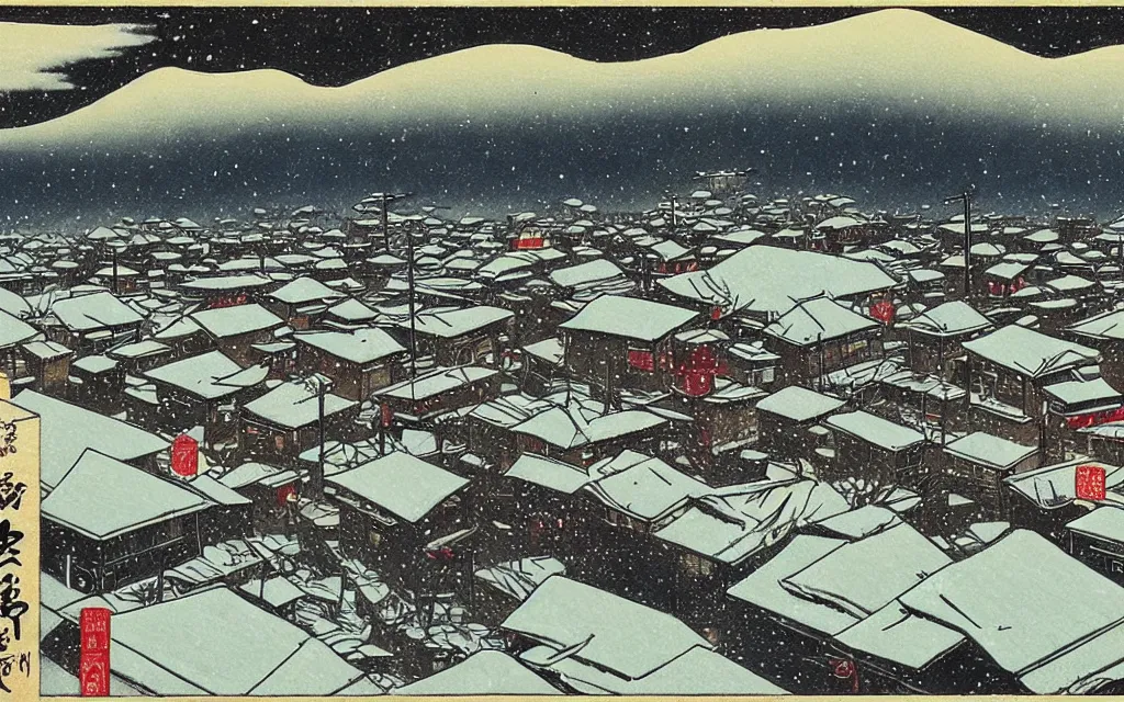 Image similar to 🌃 🌨 ❄🎑. shin - hanga.