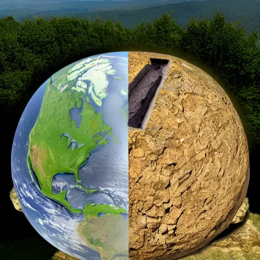 Image similar to half earth half stone, epic