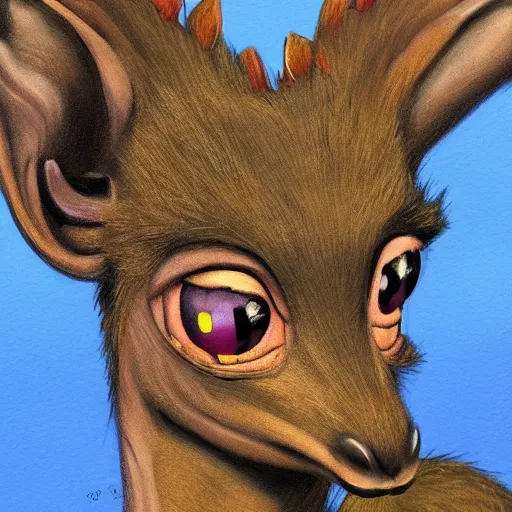 Prompt: a dik dik monster with a cross earring, chalk, colorful, digital art, fantasy, magic, trending on artstation, ultra detailed, professional illustration by Basil Gogos