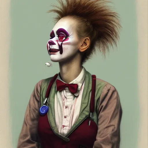 Image similar to clowncore pastel punk young hospital nurse wearing stylish uniform. detailed, portrait, 8 k, artwork by jean - baptiste monge