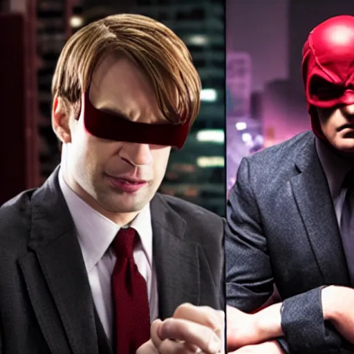 Image similar to daredevil matt murdock intimidates saul goodman tv show still daredevil mcu