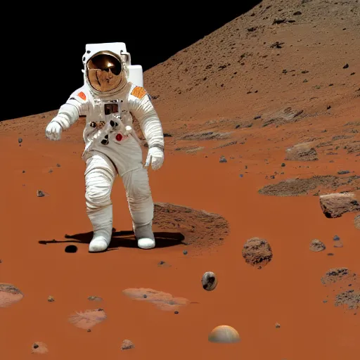 Prompt: astronauts exploring the surface of mars