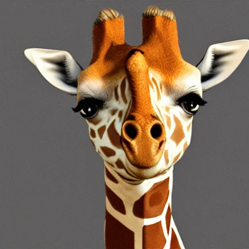 Prompt: a person with a giraffe snout, realistic portrait, photorealistic,