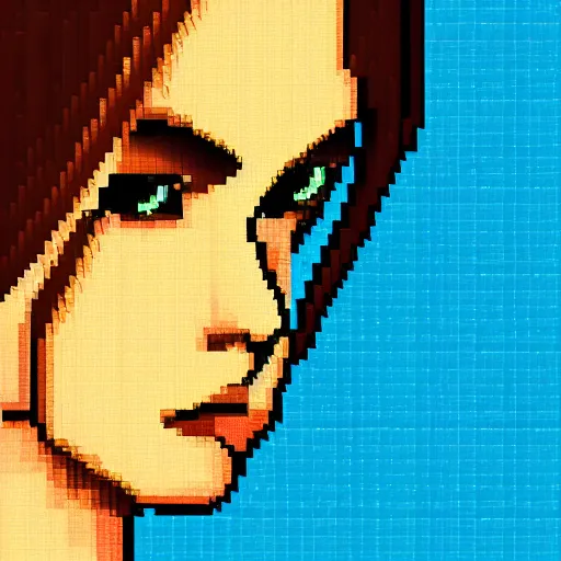 Prompt: beautiful female pixel art, close up face, trending on Artstation