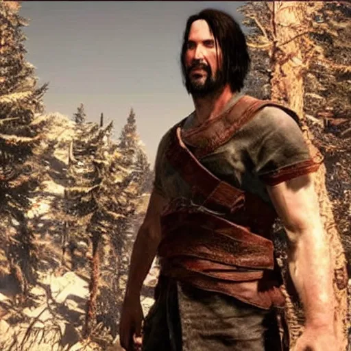 Image similar to Keanu Reeves in the God of War game