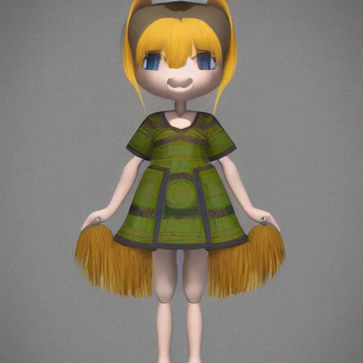 Image similar to cute fumo plush of a girl in a celtic pattern dress, mythology, vray, symmetry