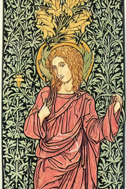 Image similar to Archangel Gabriel in the style of William Morris