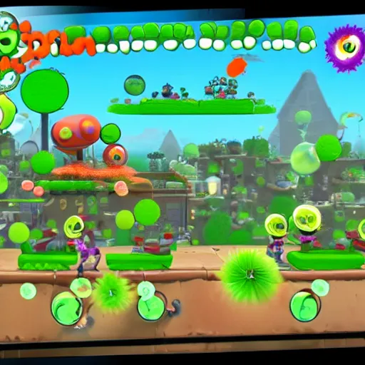 Image similar to Splatoon as a Plants vs Zombies video game, in game screenshot