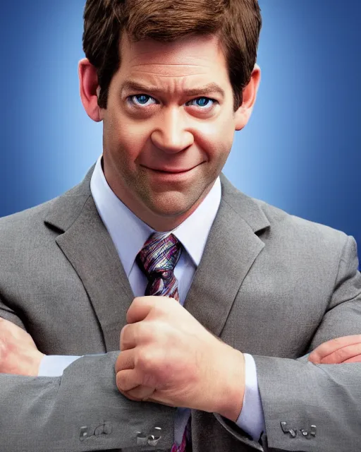 Image similar to jim halpert as a muppet. highly detailed felt. hyper real photo. 4 k.