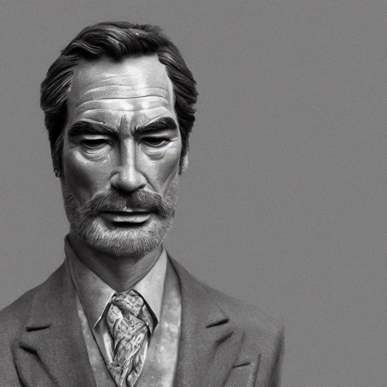 Prompt: studio photograph of hyperrealistic accurate portrait sculpture of timothy dalton, beautiful symmetrical!! face accurate face detailed face realistic proportions, made of peppercorns on a pedestal by ron mueck and matthew barney and greg rutkowski, hyperrealism cinematic lighting shocking detail 8 k