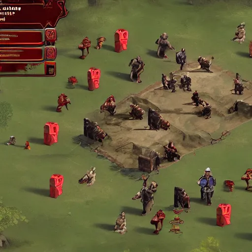 Image similar to Red Read Redemption 2 as an isometric real time strategy game from 2008, in game screenshot