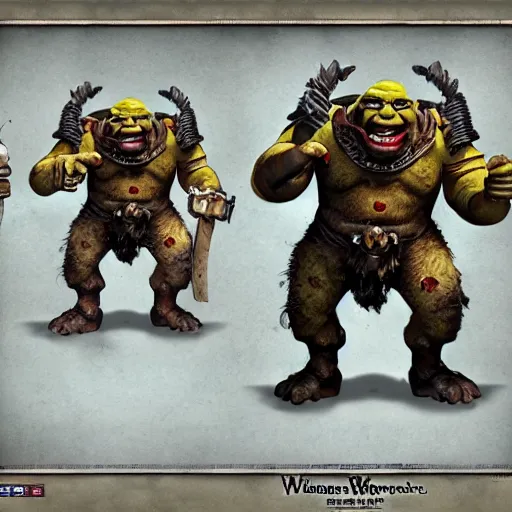 Prompt: Shrek as a Ork from warhammer 40k, concept art