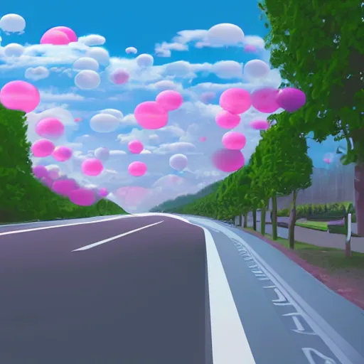 Prompt: a road made of opaque bubble gum digital painting, matte painting, in the style of Beeple, 8k, highly detailed