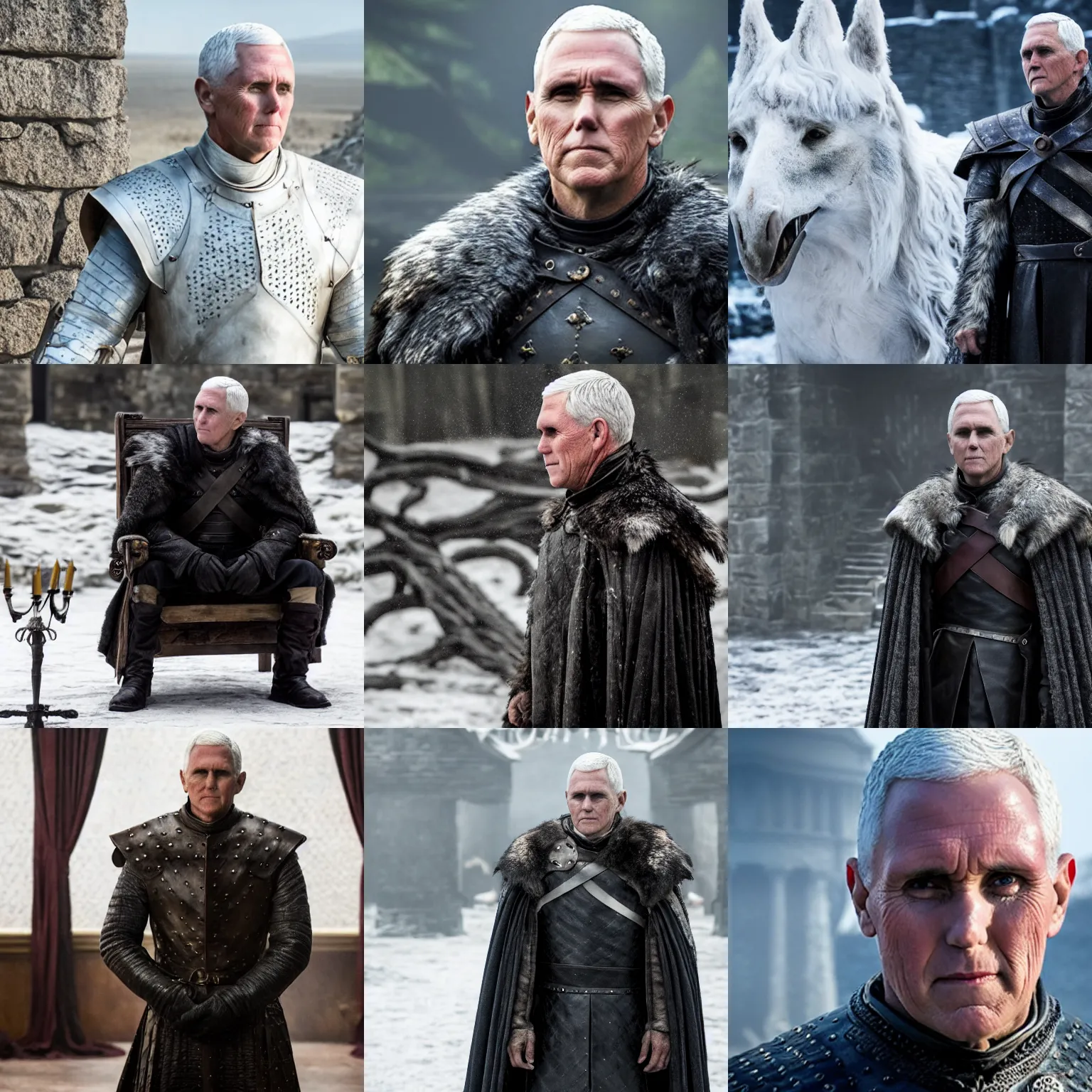 Prompt: movie still of mike pence in game of thrones