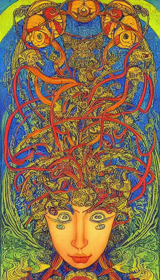 Prompt: Psytrance Artwork, by Ivan Bilibin,