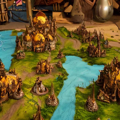 Prompt: a award winning closeup photo of a stopmotion animation filming set of warcraft's entire map