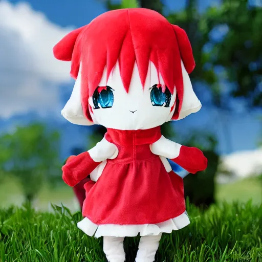 Image similar to cute fumo plush of a farmer girl, peasant anime girl, symmetry