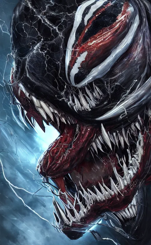 Image similar to venom as the scariest flash, dynamic lighting, fantasy concept art, trending on art station, stunning visuals, creative, cinematic, ultra detailed, ray tracing, sun rays, hyper realistic